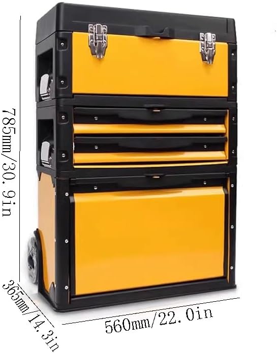 Storage Home Hardware Toolbox Pull Rod Style Outdoor Toolbox Three-Layer Combination Storage Box with Wheel Drawers Tool Cart for Garage