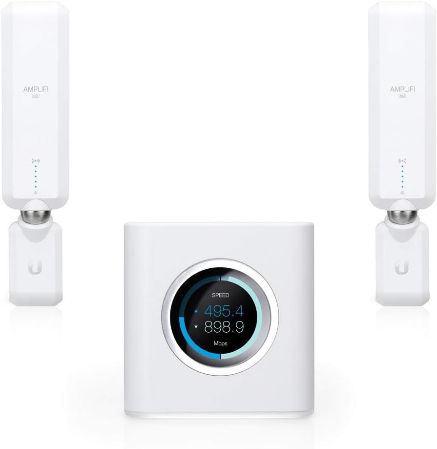 AmpliFi HD WiFi System by Ubiquiti Labs, Seamless Whole Home Wireless Internet Coverage, HD WiFi Router, 2 Mesh Points, 4 Gigabit Ethernet, 1 WAN Port, Ethernet Cable, Replaces Router & WiFi Extenders