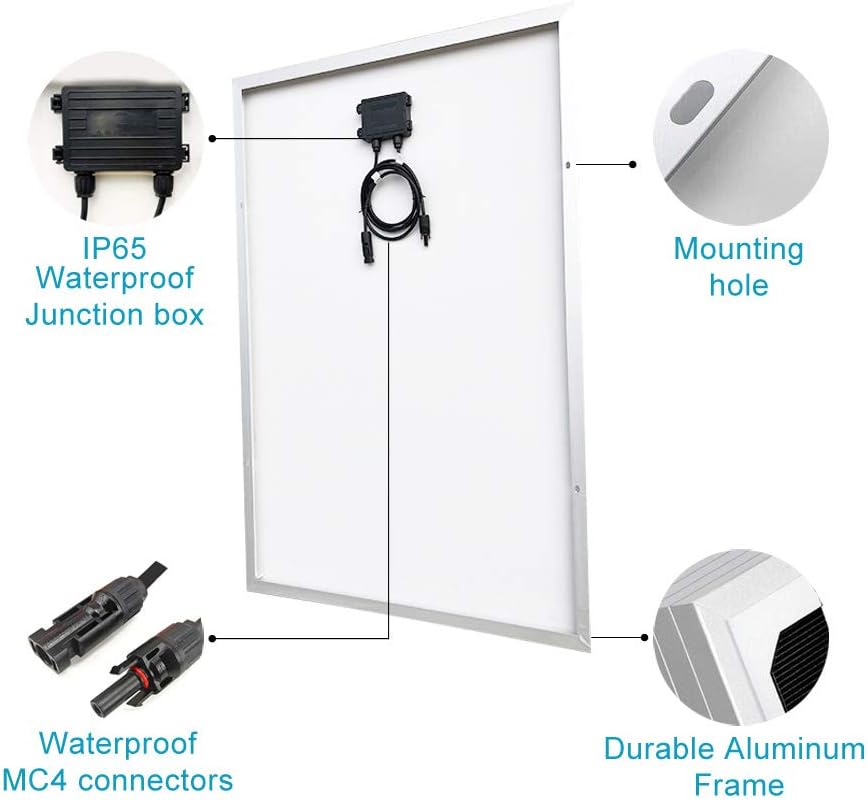 120 Watt 12 Volt Solar Panel Monocrystalline Solar Module for RV Boat Marine Caravan 12V Battery Charging