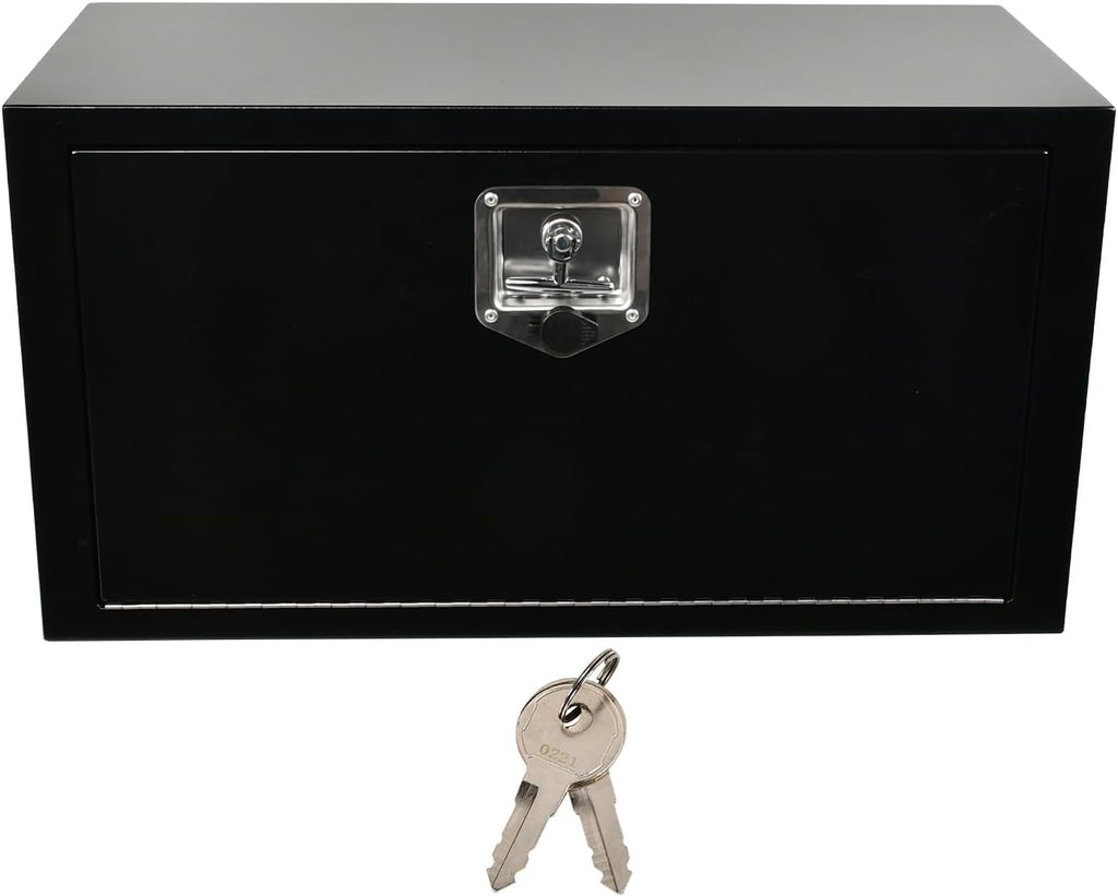 30'' Inch Steel Underbody Truck Tool Box & T-Handle Latch Heavy Duty for Trucks Trailers RV ATV Pickup Trucks Flatbeds Organization Storage Job Tool Chest -30'(L) x 14'(W) x 16'(H) Black