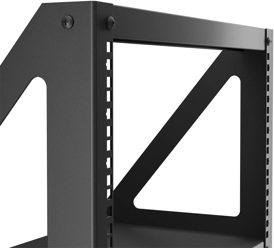 NavePoint 6U 2 Post Server Rack for 19 Inch Equipment, Freestanding Desktop Rack for AV, Networking, Data & IT Devices, Heavy Duty 2-Post Rack 6U 330lbs Weight Capacity, Black