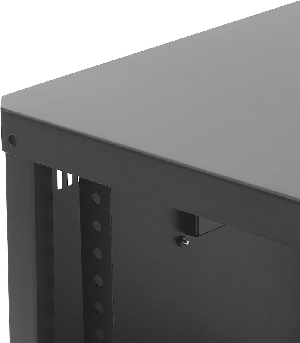 Network & Stereo Rack, 9U Steel Open Frame Home Studio Rack with Caster Wheels, Video Stage Stereo Equipment Storage Cabinet Stand On Wheels for Audio Video, Server and Network Gear
