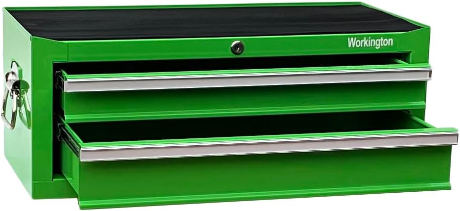 Workington Industrial 2 Drawers Portable Metal Intermediate Box, 26' Middle Tool Chest Cabinet with Ball Bearing Drawer Slides, Steel Tool Storage Box Organizer 4008 Green