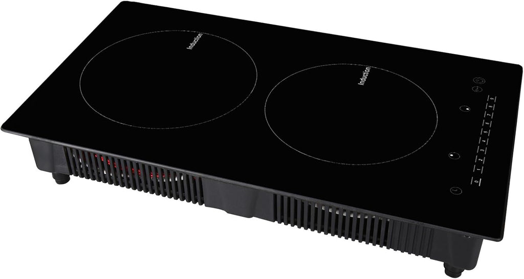 Happybuy Electric Cooktop, 2 Burners, 12'' Induction Stove Top, Built-in Magnetic Cooktop 1800W, 9 Heat Levels, LED Touch Control with Child Lock & Overheat Protection