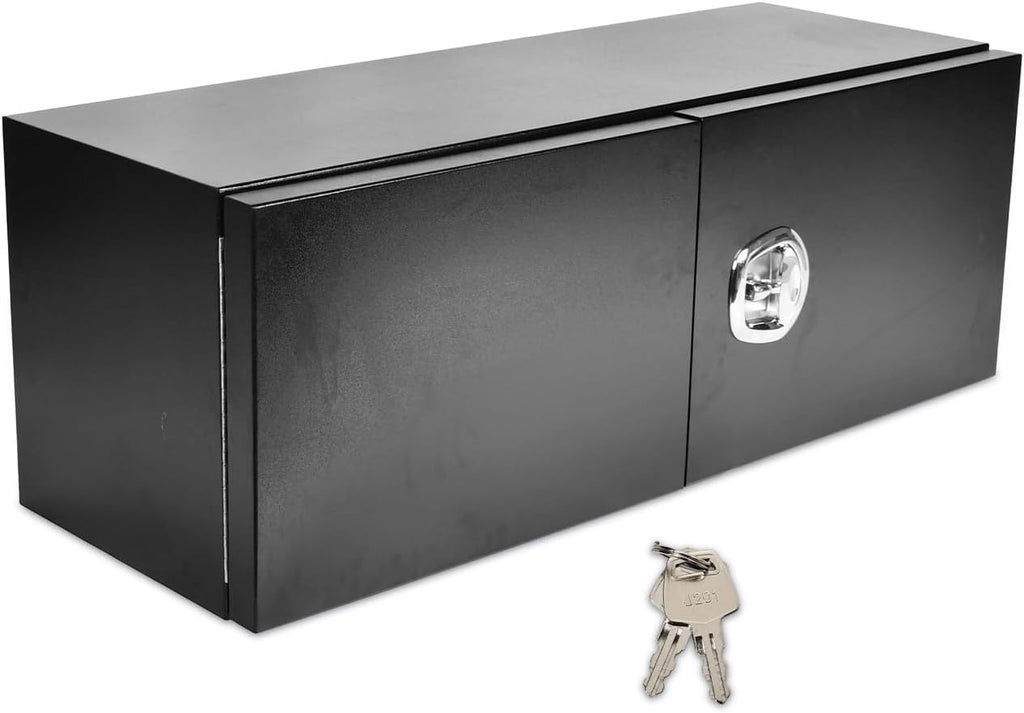 SSN 48'' Inch Black Steel Underbody Truck Box with T-Handle Latch and Barn Door,18 X 18 X 48 Inch Truck Bed Tool Box,Waterproof and Durable Toolbox,for Storage and Organization