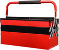 Portable Tool Box Portable Tool Case with 3-Tier Folding Organizer, Heavy Duty Metal Frame with Smooth Metal Cantilever Lock Storage Tool Case Small Parts Box
