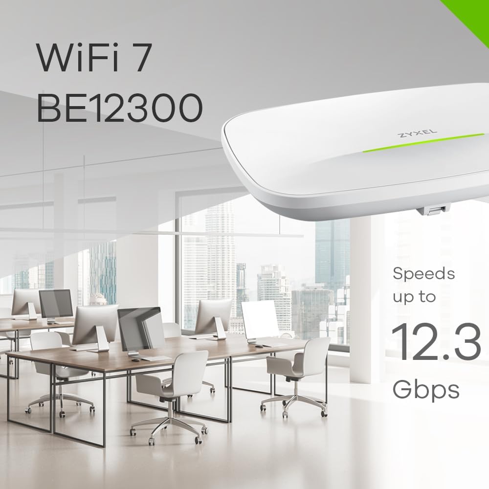 Zyxel WiFi 7 BE12300 Wireless Dual-Radio Access Point | 2 x 2.5G Ethernet | PoE+ or USB Type C Powered (not Included) | Cloud, App or Direct Management [NWA210BE]