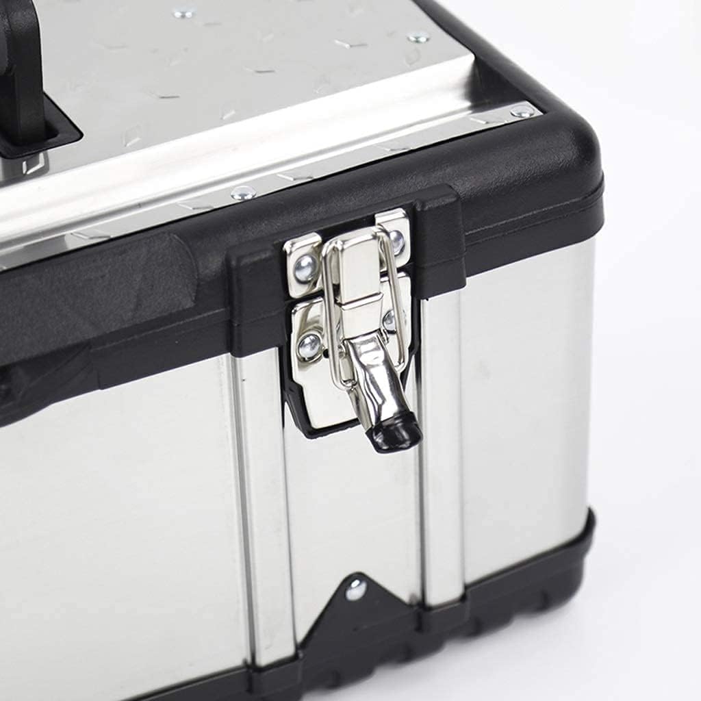 LIOONS Tool Box Thick Stainless Steel Portable Tool Boxes Strong and Sturdy Tool Kit Removable Tray Storage Case Storage Tool Set