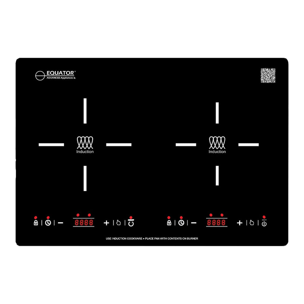 20 in. Horizontal 2 elements Dual Induction Cooktop ceramic glass surface 9 Power Built in/Freestanding 110V Black