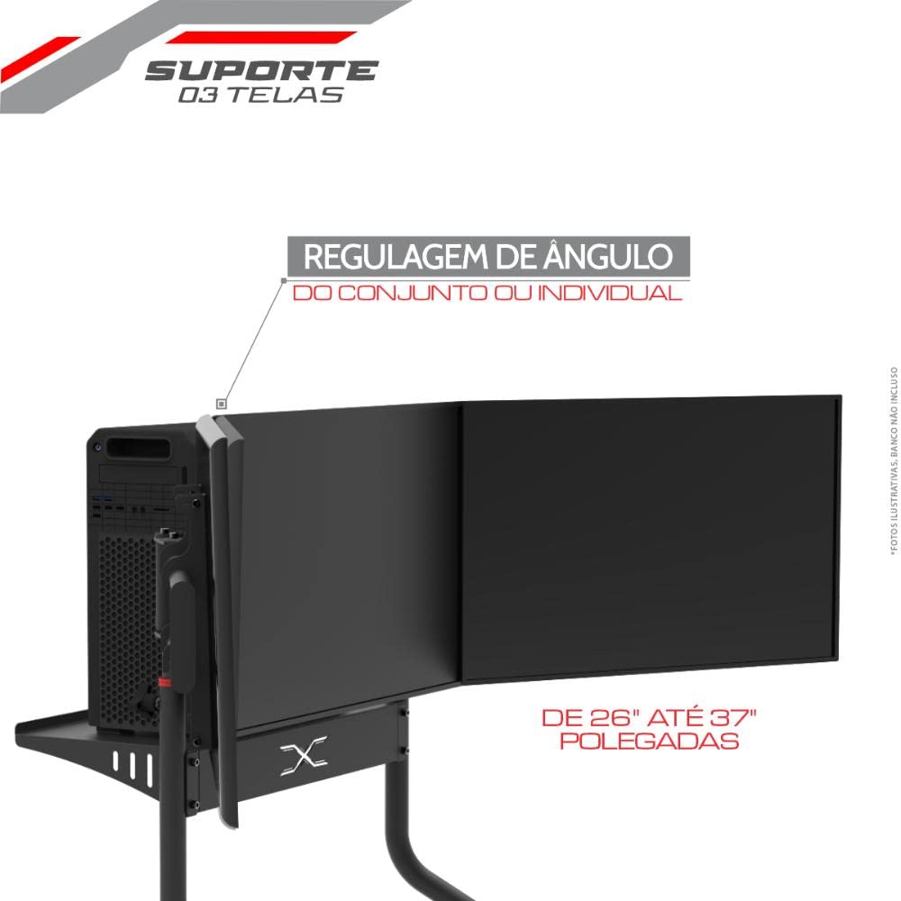Extreme Sim Racing Triple Screen Tv Stand Add-on Upgrade With Back Tray - Fits almost all Sim Racing Rigs in the Market - Suitable for TV sizes up to 3 x 37'