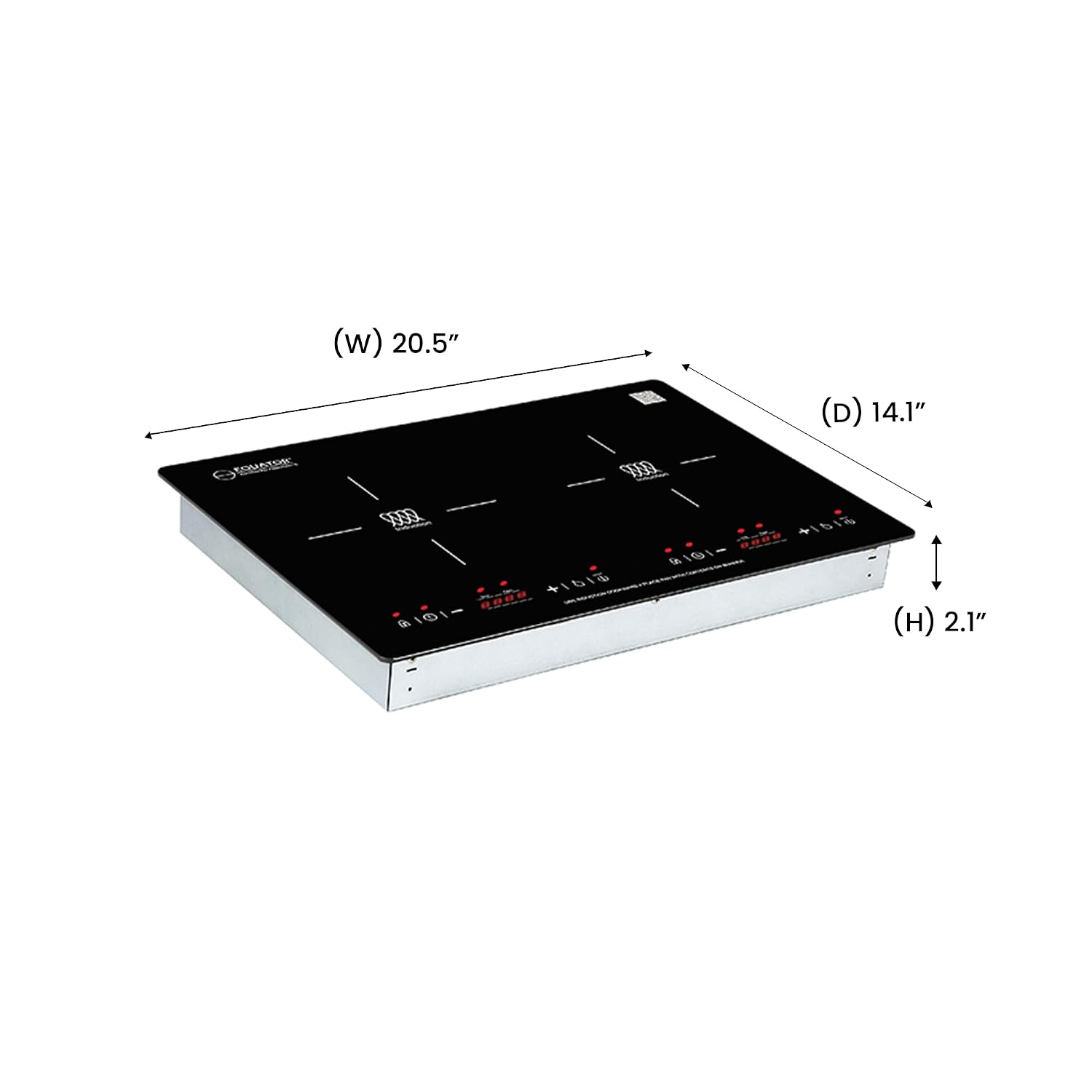 20 in. Horizontal 2 elements Dual Induction Cooktop ceramic glass surface 9 Power Built in/Freestanding 110V Black