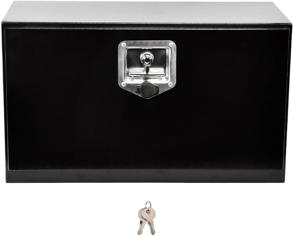24'' Inch Steel Underbody Truck Tool Box & T-Handle Latch Heavy Duty For Trucks Trailers RV ATV Pickup Trucks Flatbeds Organization Storage Job Tool Chest -24'(L) x 12'(W) x 14'(H) Black