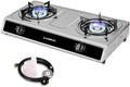 CAMPLUX 2 Burner Propane Camping Gas Stove for Outdoor Cooking, 19,600 BTU Portable Double Burner Propane Cooktop Stainless Steel with Auto Ignition, Estufa de Gas Portatil, for Patio, Camping, BBQ