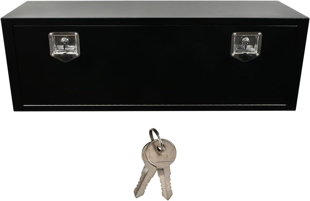 48'' Inch Steel Underbody Truck Tool Box & T-Handle Latch Heavy Duty for Trucks Trailers RV ATV Pickup Trucks Flatbeds Organization Storage Job Tool Chest -48'(L) x 14'(W) x 16'(H) Black