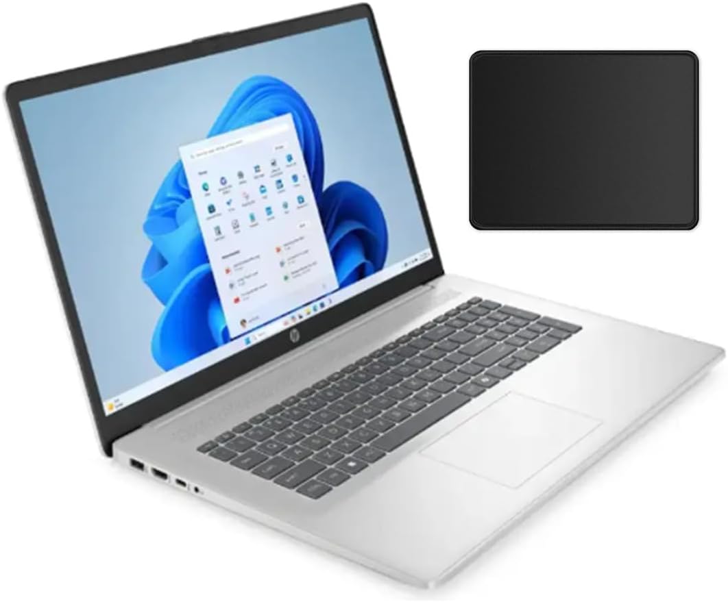 HP 17.3' HD+ Laptop|Intel Core i3-N305|Intel UHD Graphics|Copilot|Camera|Silver| 8GB RAM | 256GB SSD |Windows 11 Home |Bundle with Mouse Pad