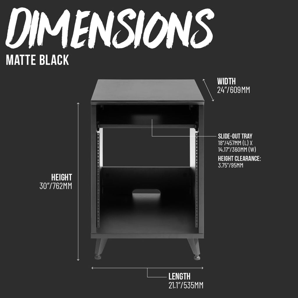 Gator Frameworks Elite Series 10U Studio Rack Desk with Slide-Out Tray and Rear Cable Passthrough, Black Finish (GFW-ELITEDESKRK-BLK)