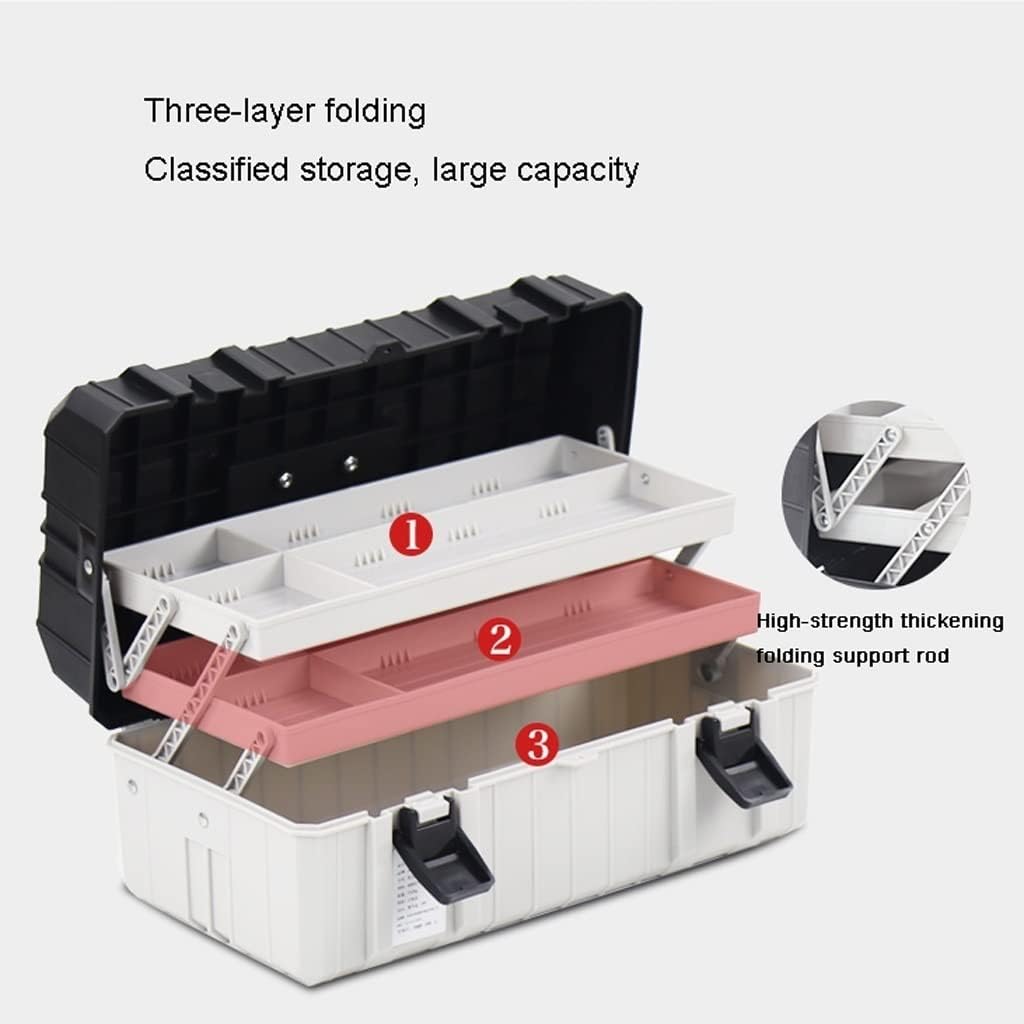 Portable Tool Box Multifunctional Portable Tool Storage Box Three-Layer Folding Hardware Plastic Tool Box Household Tool Parts Storage Box Small Parts Box (Color : 1)