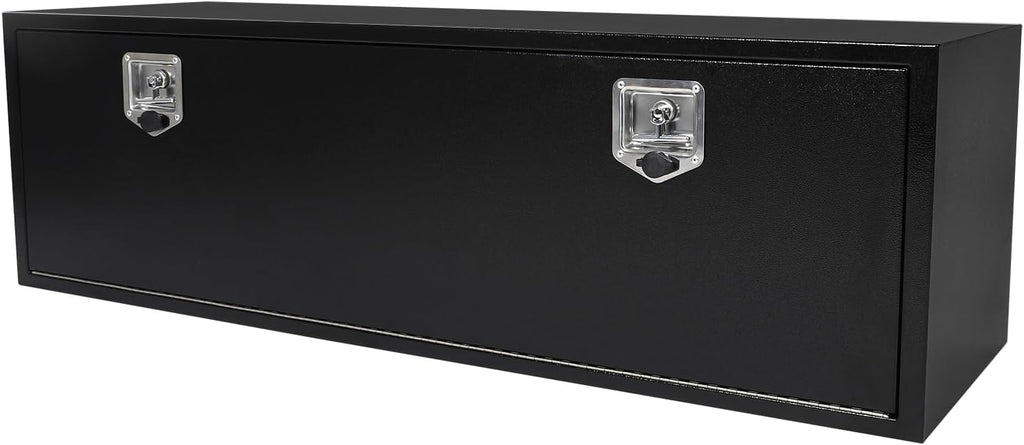 60 Inch Underbody Truck Tool Box with T-Handle Lock, Heavy Duty Truck Storage Organizer Tool Box Chest For Storage Smooth Surface Waterproof, 60'x 18'x 18' inch Black