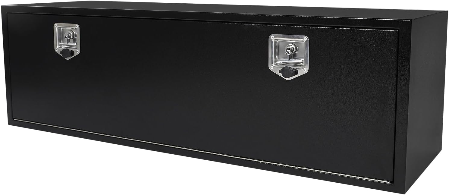 60 Inch Underbody Truck Tool Box with T-Handle Lock, Heavy Duty Truck Storage Organizer Tool Box Chest For Storage Smooth Surface Waterproof, 60'x 18'x 18' inch Black