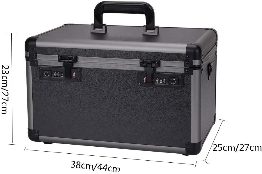Portable Tool Box Aluminium Tool Storage Box Portable Tool Box for Tool, Hobby or Craft Storage Tool Box with Dual Combination Lock, Black Small Parts Box (Size : CH)