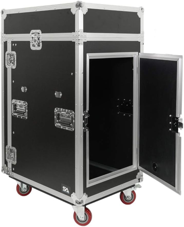 Seismic Audio - SA-PTR-16UCT - 16 Space Pro Audio DJ Road Rack Case with DJ Work Table & Casters - Pro Tour Grade