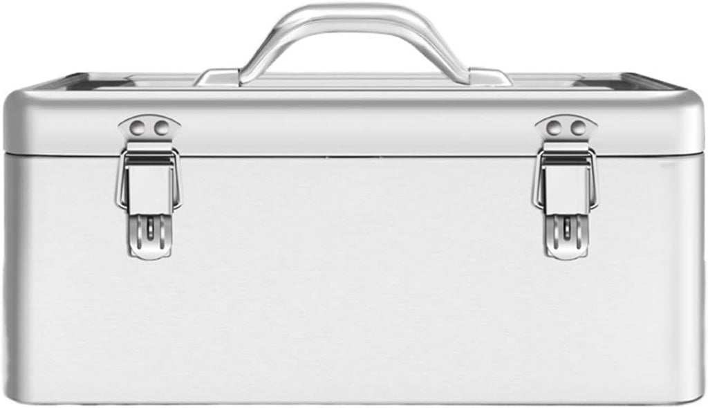 Toolbox Portable Stainless Steel Tool Box with Metal Latch Silver Hand Carry Tool Cases for Tools Storage Multi-Function Storage Box Tool Box(Large)