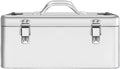 Multifunctional Portable Stainless Steel Tool Box with Metal Latch Silver Hand Carry Tool Cases for Tools Storage Multi-Function Storage Box for Garage(Medium)
