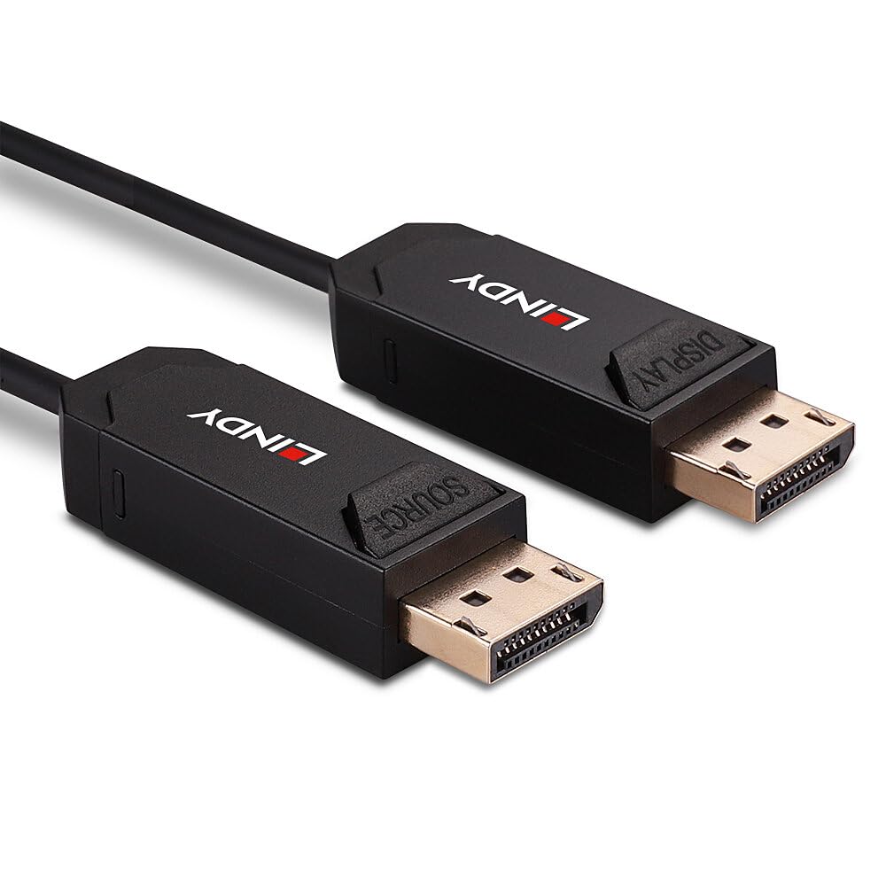 LINDY 38523 30 m Fibre Optic Hybrid DisplayPort 2.0 UHBR10 Cable, Fibre Optic Hybrid, AOC Cable, 4K@144Hz, 8K@60Hz, 40Gbit/s