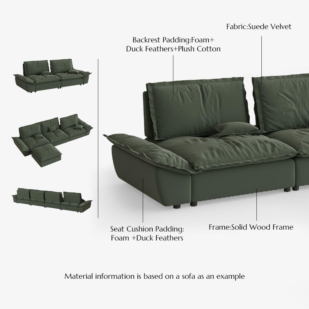 POVISON Oversized Modular Sectional Sailboat Sofa for Living Room with Adjustable Backrest Sectional Couches Large Deep Sofa Set 3 Seats Big with Ottoman Comfy Cloud Couch for House Office