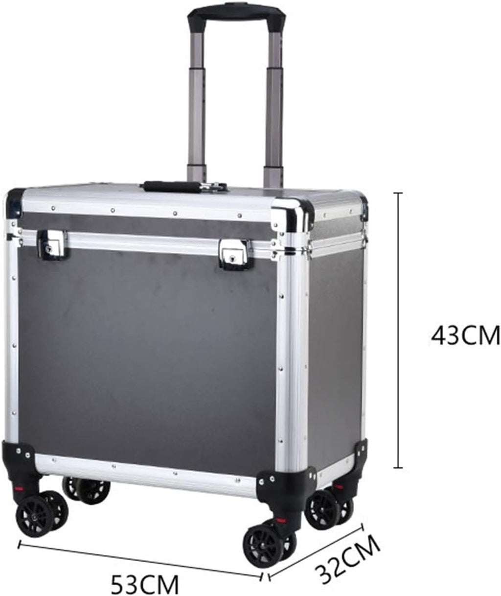 Portable Tool Box Large Capacity Toolbox Multi-Function Storage Toolbox with Wheel and Lock Aluminum Alloy Toolbox with Telescopic Handle Small Parts Box (Size : Large)