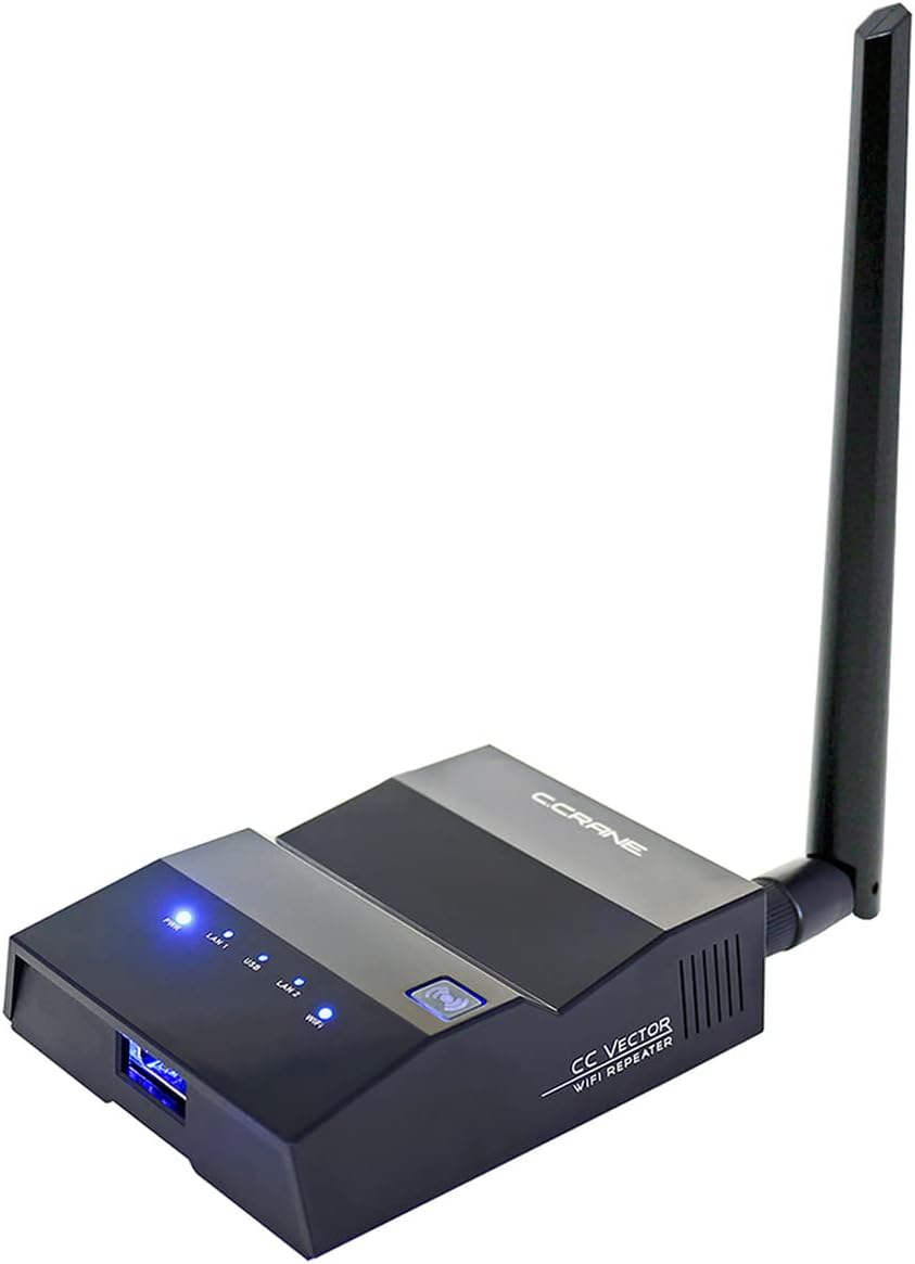 CC Vector Extended Long Range WiFi Receiver System - Works with All Devices - Receives Distant WiFi and Repeats to All WiFi Devices in a New Location 2.4GHz