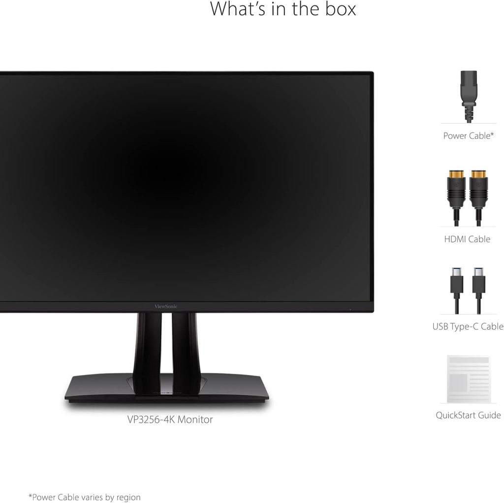 ViewSonic VP3256-4K 32 Inch 4K ColorPro Monitor, IPS Display with 100% sRGB and Pantone Validated for Professional Content Creation, Advanced Ergonomics, 60W USB-C, HDMI, and DisplayPort Inputs