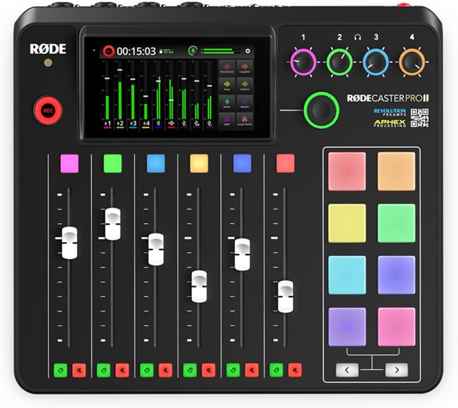Rode RODECaster Pro II Integrated Audio Production Studio Bundle with 4x Zoom ZDM-1 Podcast Mic Pack and 32GB microSDHC Memory Card