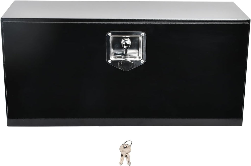 30'' Inch Steel Underbody Truck Tool Box & T-Handle Latch Heavy Duty For Trucks Trailers RV ATV Pickup Trucks Flatbeds Organization Storage Job Tool Chest -30'(L) x 12'(W) x 14'(H) Black