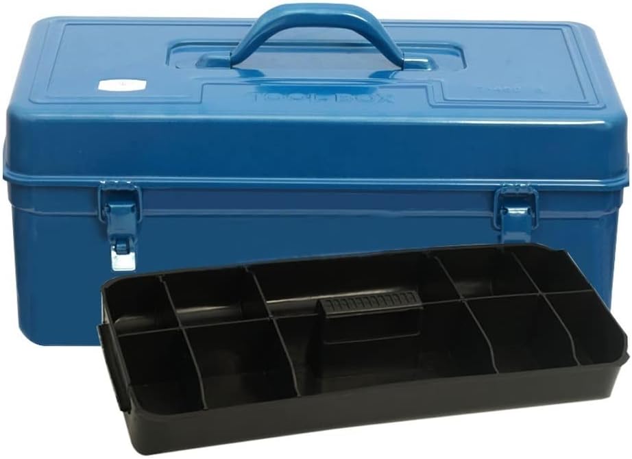 Portable Tool Box Tool Box Organizer Metal Tool Box Heavy Duty with ABS Tool Tray for Household Tool Storage（Blue） Small Parts Box (Size : Medium)