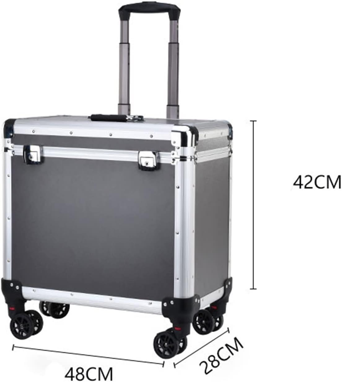 Portable Tool Box Large Capacity Toolbox Multi-Function Storage Toolbox with Wheel and Lock Aluminum Alloy Toolbox with Telescopic Handle Small Parts Box (Size : Small)
