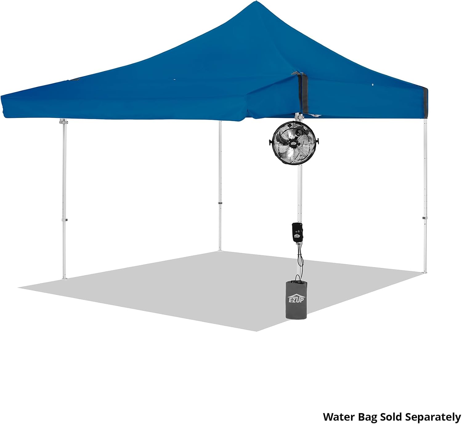 E-Z UP 14' Misting Fan Portable, Lowers Temperatures by 30° in Spaces Up to 150 Sq Ft, 180° Swivel Mechanism, Perfect for Outdoors. Mounts on compatible Canopy/Shelter (CANOPY/SHELTER NOT INCLUDED)