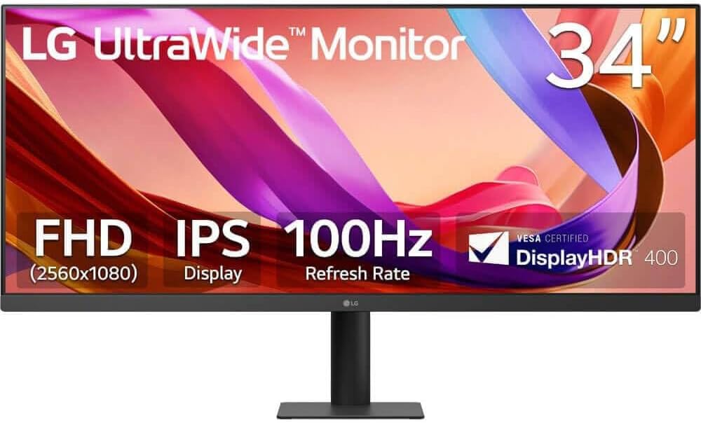 LG 34U511ABKIT1 34 inch UltraWide IPS WFHD Computer Monitor 2560x1080 100Hz 5ms 178 Degree Viewing Angle 400 Nits Brig