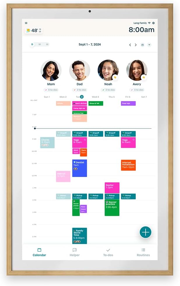Hearth Display 27' Digital Calendar for Families, Interactive Touchscreen, Custom Wall Mount, Light Wood Frame
