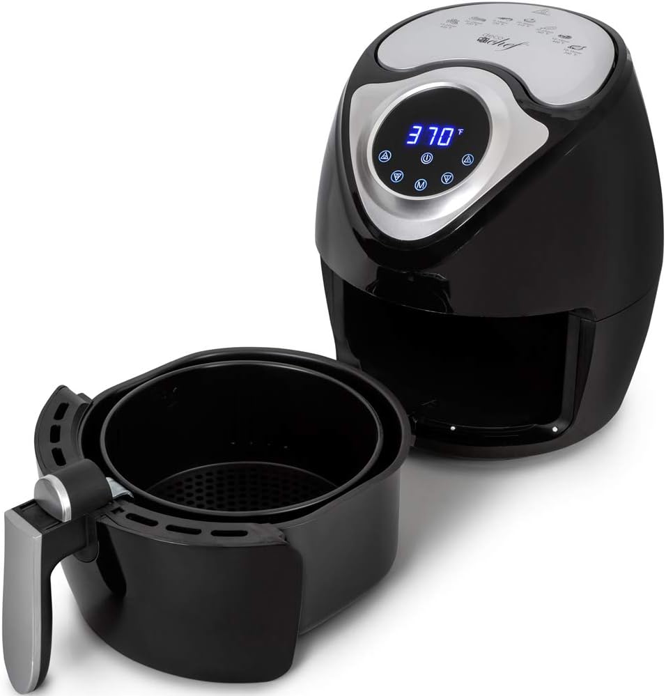 Deco Chef 3.7QT Electric Oil-Free Digital Air Fryer for Healthy Frying (DAIRFR) w/Oven Mitt Heat Resistant and Spice Mill