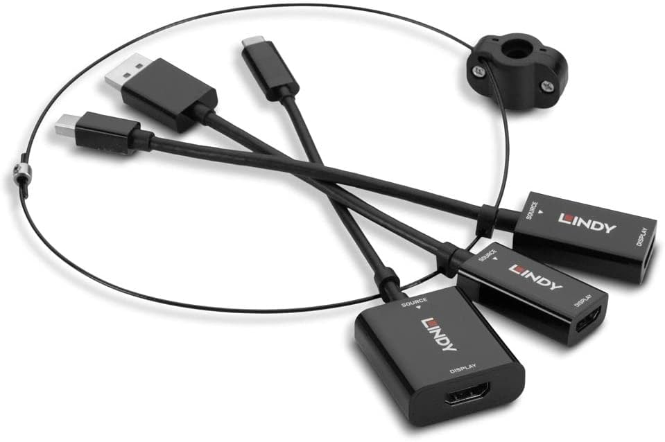 LINDY USB Type C Converter, mDP & DisplayPort to HDMI 18G with Cable Tie