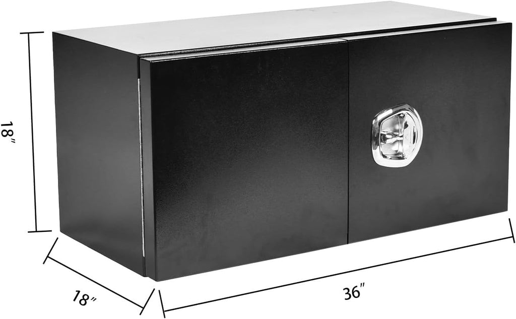 SSN 36'' Inch Black Steel Underbody Truck Box with T-Handle Latch and Barn Door,18 X 18 X 36 Inch Truck Bed Tool Box,Waterproof and Durable Toolbox,for Storage and Organization