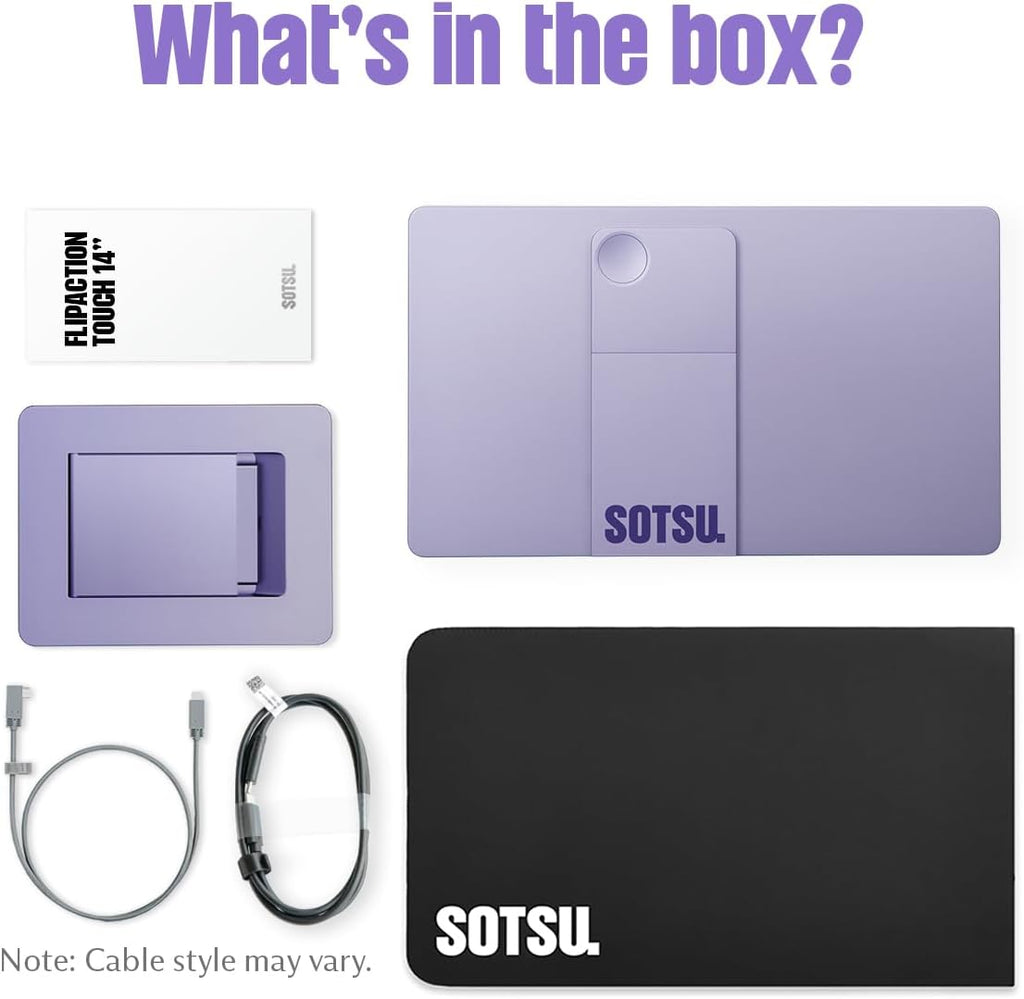 SOTSU FlipAction Touch 14' Premium Portable Monitor | FHD IPS 10-Point Touchscreen | 400 Nits | 100% sRGB | Pivoting Second Screen | USB-C & Mini HDMI | for Windows, Android & Samsung DeX
