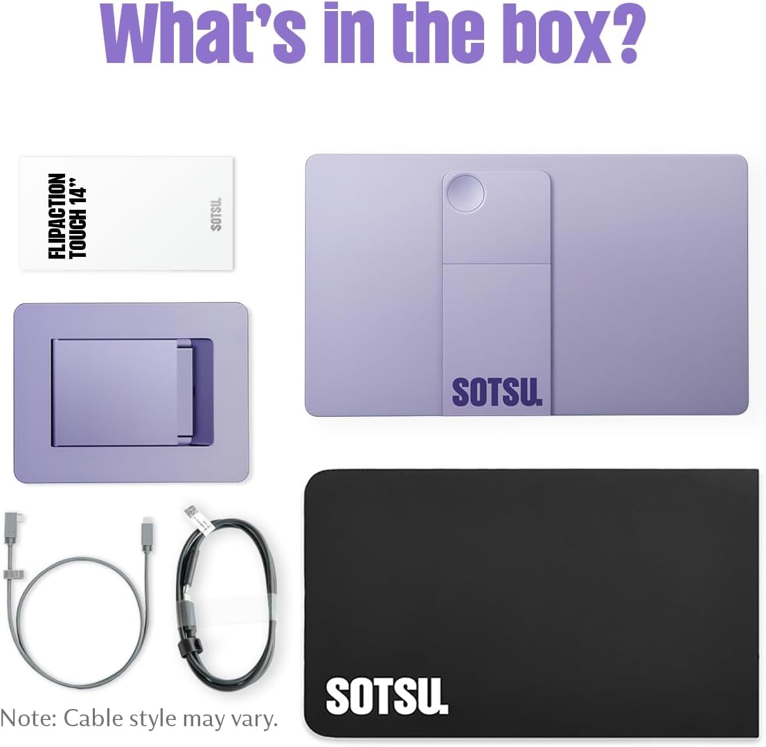SOTSU FlipAction Touch 14' Premium Portable Monitor | FHD IPS 10-Point Touchscreen | 400 Nits | 100% sRGB | Pivoting Second Screen | USB-C & Mini HDMI | for Windows, Android & Samsung DeX