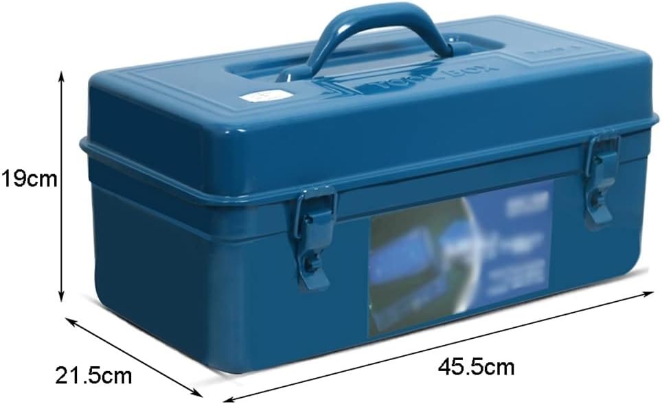Portable Tool Box Tool Box Organizer Metal Tool Box Heavy Duty with ABS Tool Tray for Household Tool Storage（Blue） Small Parts Box (Size : Large)