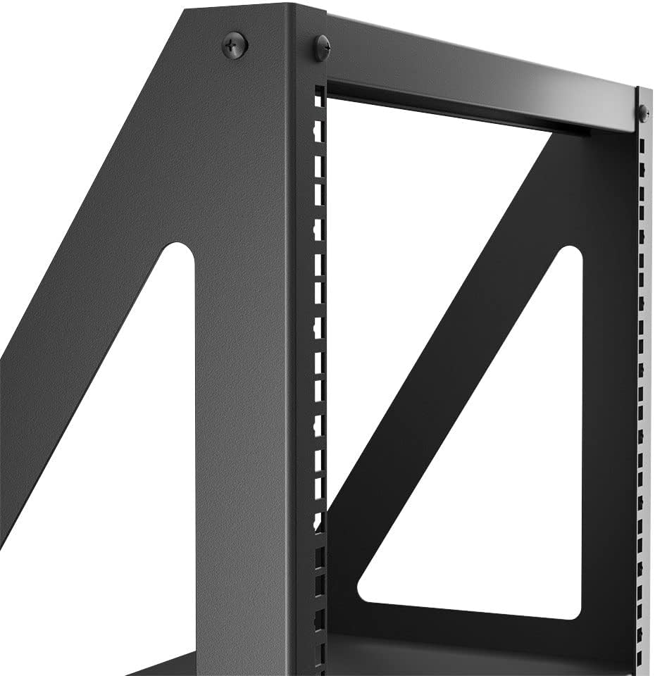 NavePoint 8U 2 Post Server Rack for 19 Inch Equipment, Freestanding Desktop Rack for AV, Networking, Data & IT Devices, Heavy Duty 2-Post Rack 8U 330lbs Weight Capacity, Black