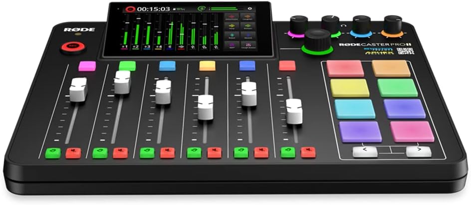 Rode RODECaster Pro II Integrated Audio Production Studio Bundle with 4x Zoom ZDM-1 Podcast Mic Pack and 32GB microSDHC Memory Card