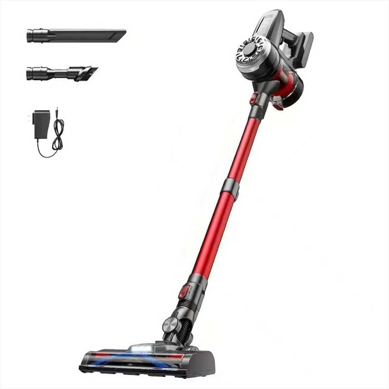 Hearten Cordless Stick Vacuum Cleaner 350W/30Kpa 40 Mins Runtime, Lightweight Anti-Tangle Vacuum Cleaner for Home Pet Hair Carpet Hardwood Floor (RED)