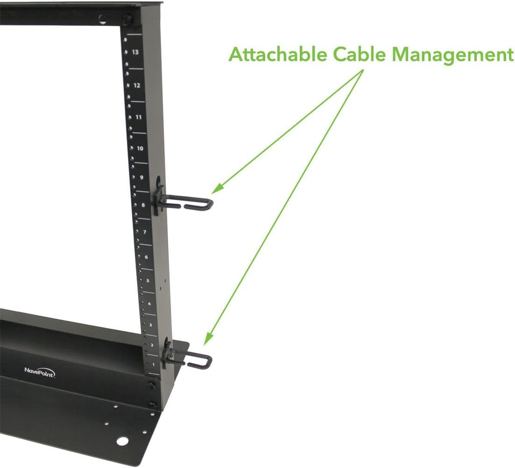 NavePoint 13U 2 Post Open Frame Server Rack for 19 Inch Equipment, AV, Networking, Data & IT Devices, 2-Post Rack 13U 661lbs Weight Capacity, Black