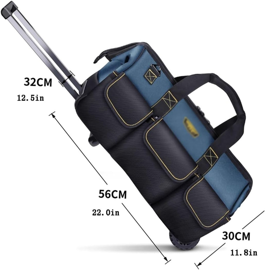 Tool Box 22 Inch Soft Tool Bag on Wheels in Resistant Thick Oxford Cloth Partition Portable Rolling Tool Box Tool Organizer for Drill Storage Tool Storage